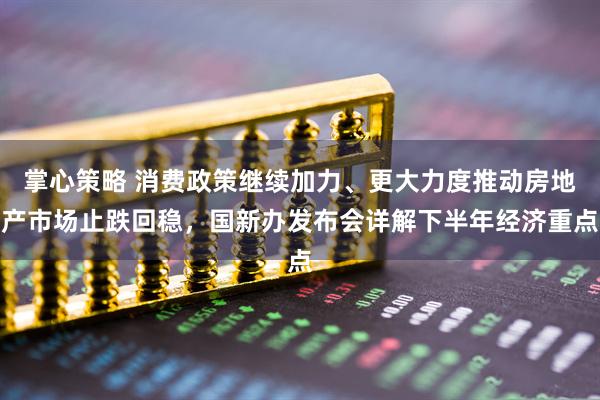 掌心策略 消费政策继续加力、更大力度推动房地产市场止跌回稳，国新办发布会详解下半年经济重点